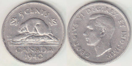 1942 Canada 5 Cents (round) A004390